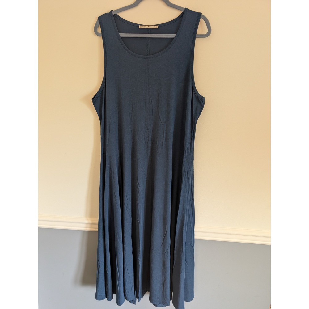 Peruvian Connection Marseilles Modal Sleeveless Midi Dress Blue XXL pima